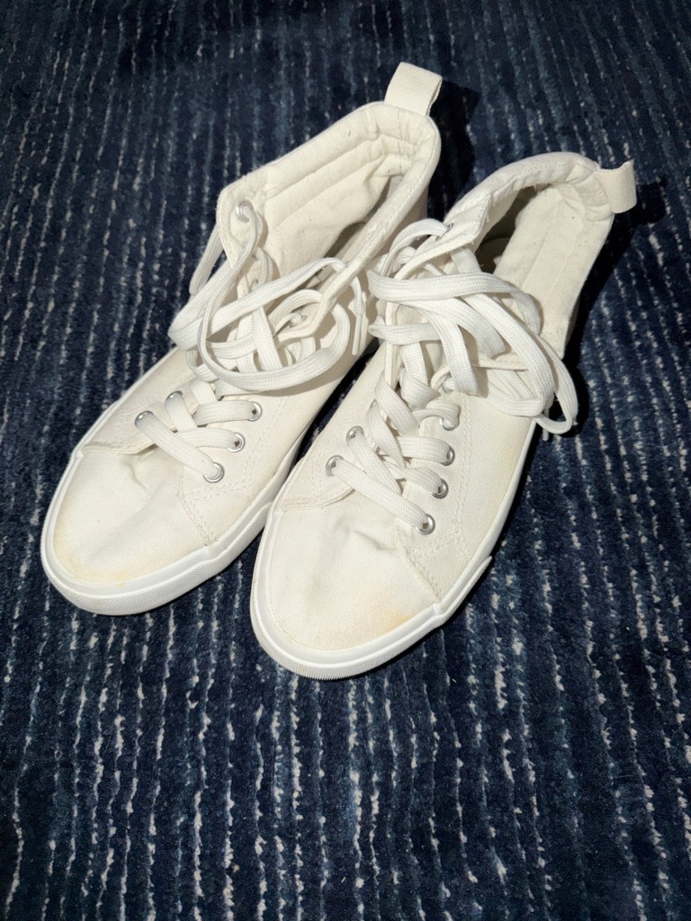 Classic White Canvas High-Top Sneakers